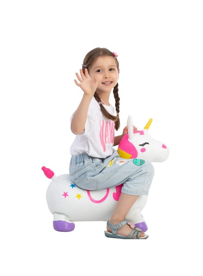 Bouncy Unicorn Horse Kids Ride On Bouncer Toddler Girl Bouncing Animal Hopper Inflatable Hopping Toy For Birthday Gift 18 Months 2 3 4 5 Year Old Kids Toddlers Boys Girls