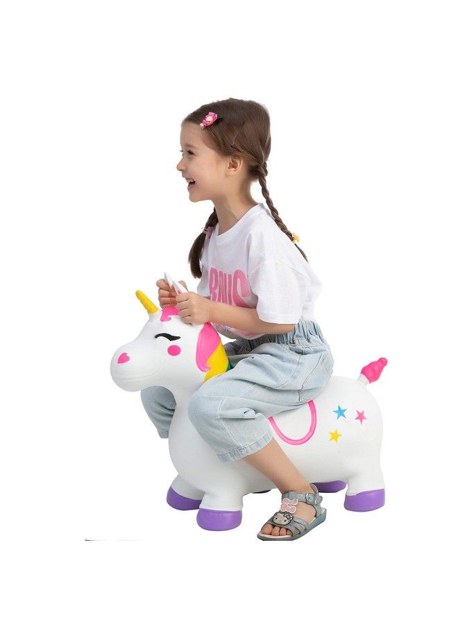 Bouncy Unicorn Horse Kids Ride On Bouncer Toddler Girl Bouncing Animal Hopper Inflatable Hopping Toy For Birthday Gift 18 Months 2 3 4 5 Year Old Kids Toddlers Boys Girls