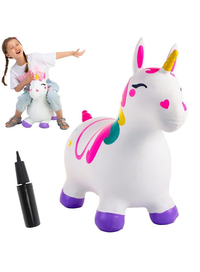 Bouncy Unicorn Horse Kids Ride On Bouncer Toddler Girl Bouncing Animal Hopper Inflatable Hopping Toy For Birthday Gift 18 Months 2 3 4 5 Year Old Kids Toddlers Boys Girls