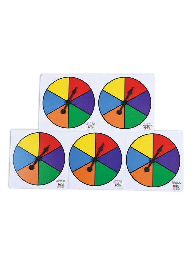 Six Color Spinners Set Of 5 Game Spinner Write On/Wipe Off Surface For Multiple Uses