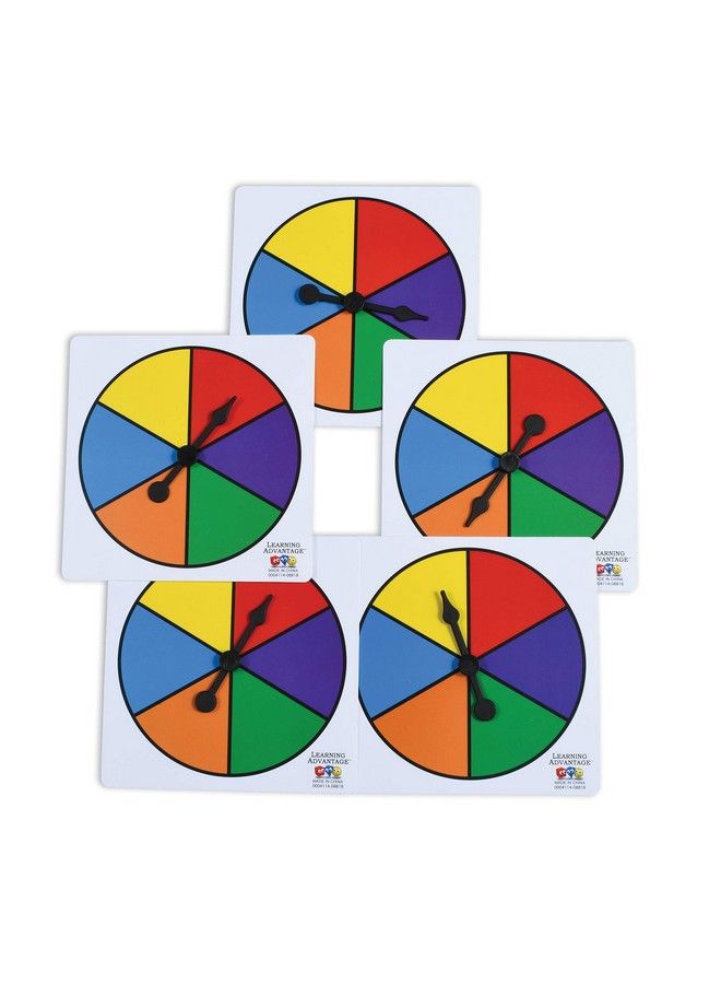 Six Color Spinners Set Of 5 Game Spinner Write On/Wipe Off Surface For Multiple Uses