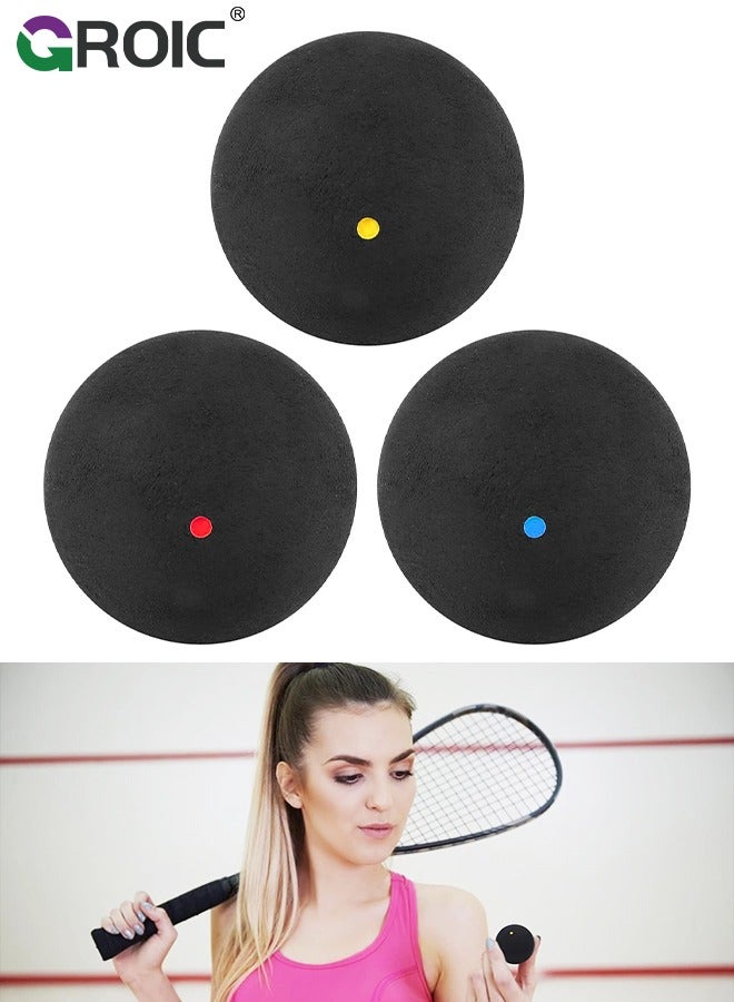 3 Pcs 37mm Single Dot Squash Balls, Slow-Medium-Fast Single Dot Squash Ball, Rubber High Elastic Squash Racket Balls for Beginner Competition Training Professional Design Squash Ball Easy to Carry