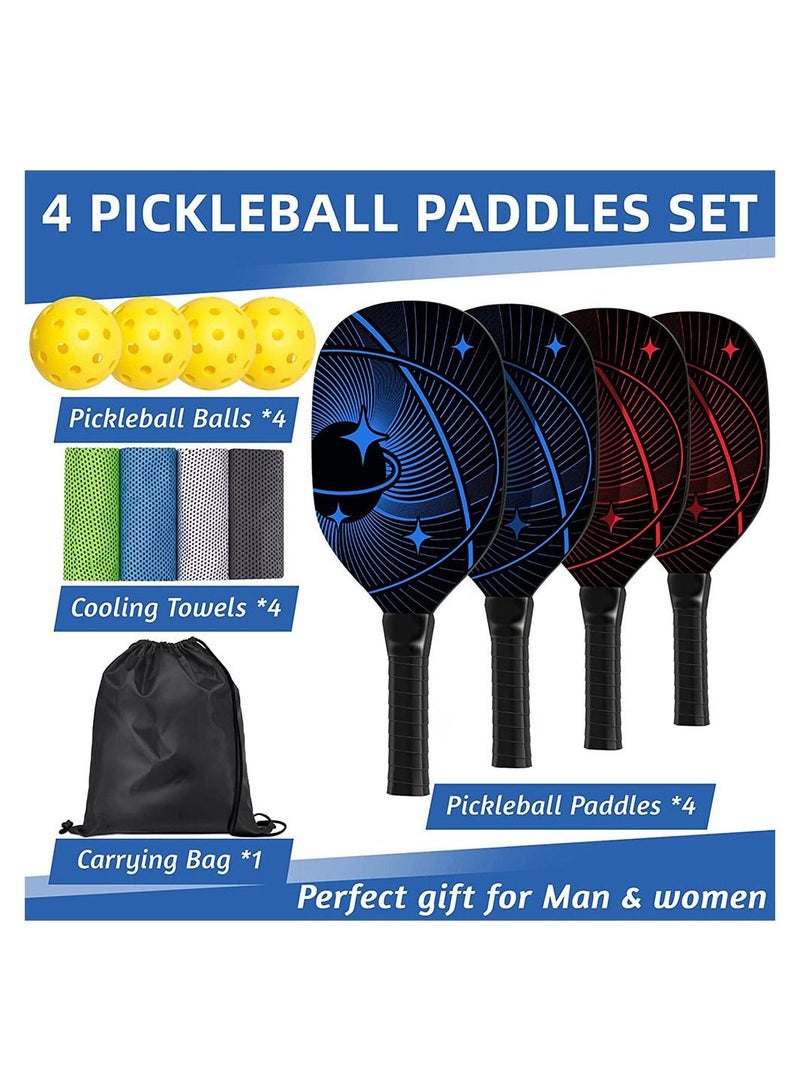 Pickleball Paddles Pickleball Set of 4 Premium Wood Pickleball Paddles Pickleball Rackets
