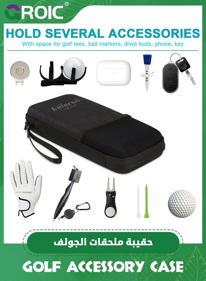 Golf Accessory Case, Golf Bag Organizer, Airtight, Water-Resistant, Protective Hard Case for Phone, Tees, Ball Markers, Repair Tools and Golf Essentials, Removable Golf Glove Hanger/Dryer