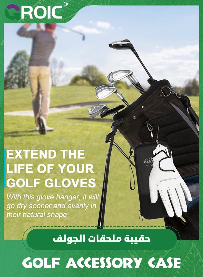 Golf Accessory Case, Golf Bag Organizer, Airtight, Water-Resistant, Protective Hard Case for Phone, Tees, Ball Markers, Repair Tools and Golf Essentials, Removable Golf Glove Hanger/Dryer