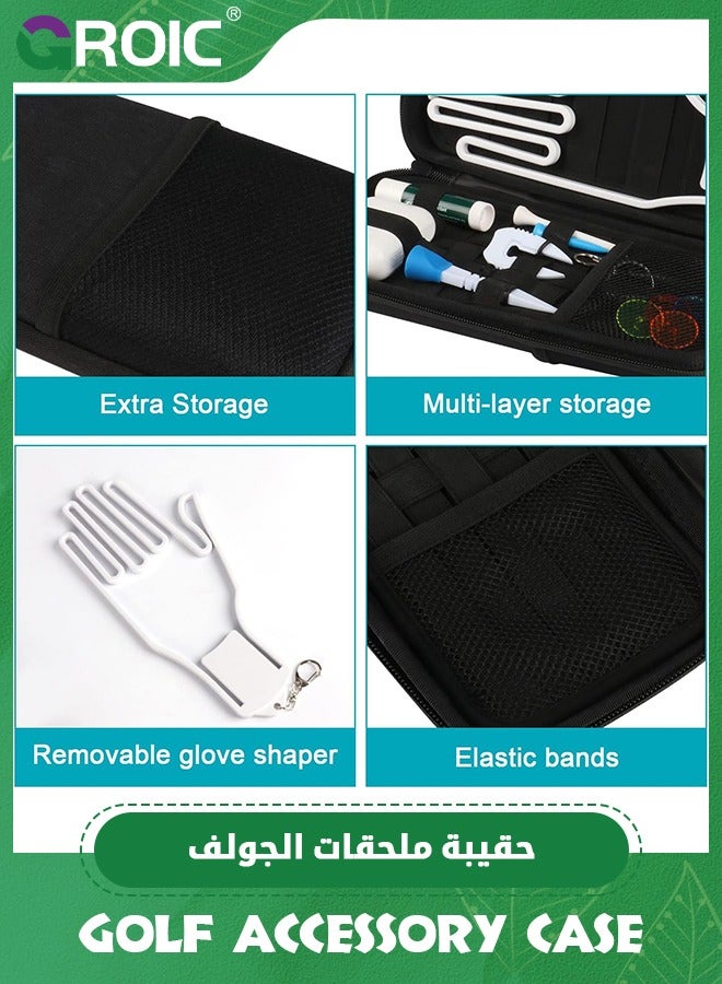 Golf Accessory Case, Golf Bag Organizer, Airtight, Water-Resistant, Protective Hard Case for Phone, Tees, Ball Markers, Repair Tools and Golf Essentials, Removable Golf Glove Hanger/Dryer