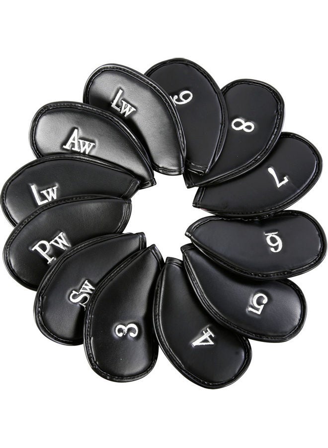 12 Piece Leather Golf Club Iron Head Covers 16x16x16cm