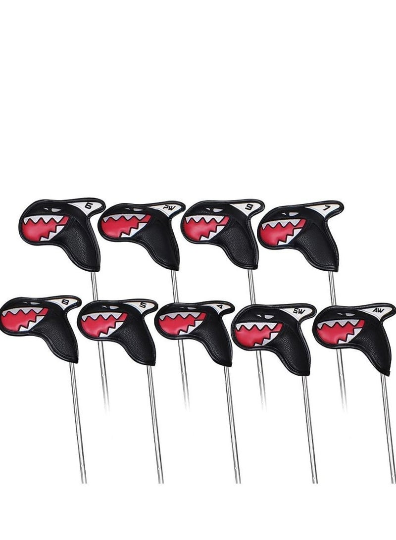 Golf Iron Covers, Handed Thick PU Leather Embroidery Number Fit Well Club 4-9/A/P/S All Brands Unisex (9 Pcs)