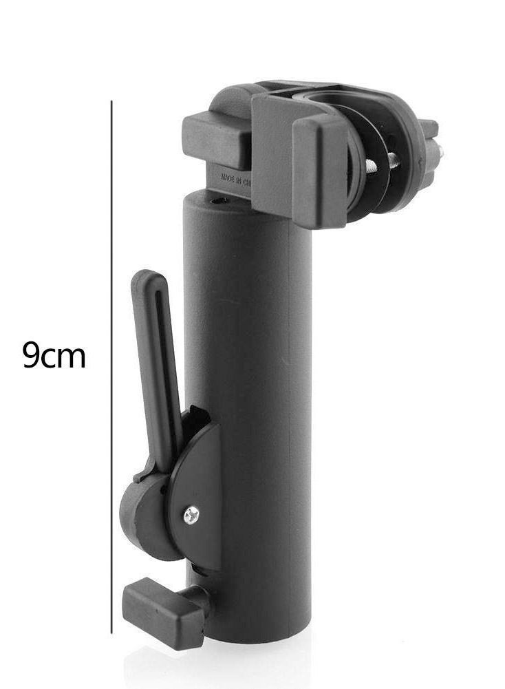 Golf Cart Umbrella Holder, Adjustable Angle, Double Lock Clip Mounting for Bike Fishing Beach Chair Wheelchair, Attachment Stroller Wheelchair (Black)
