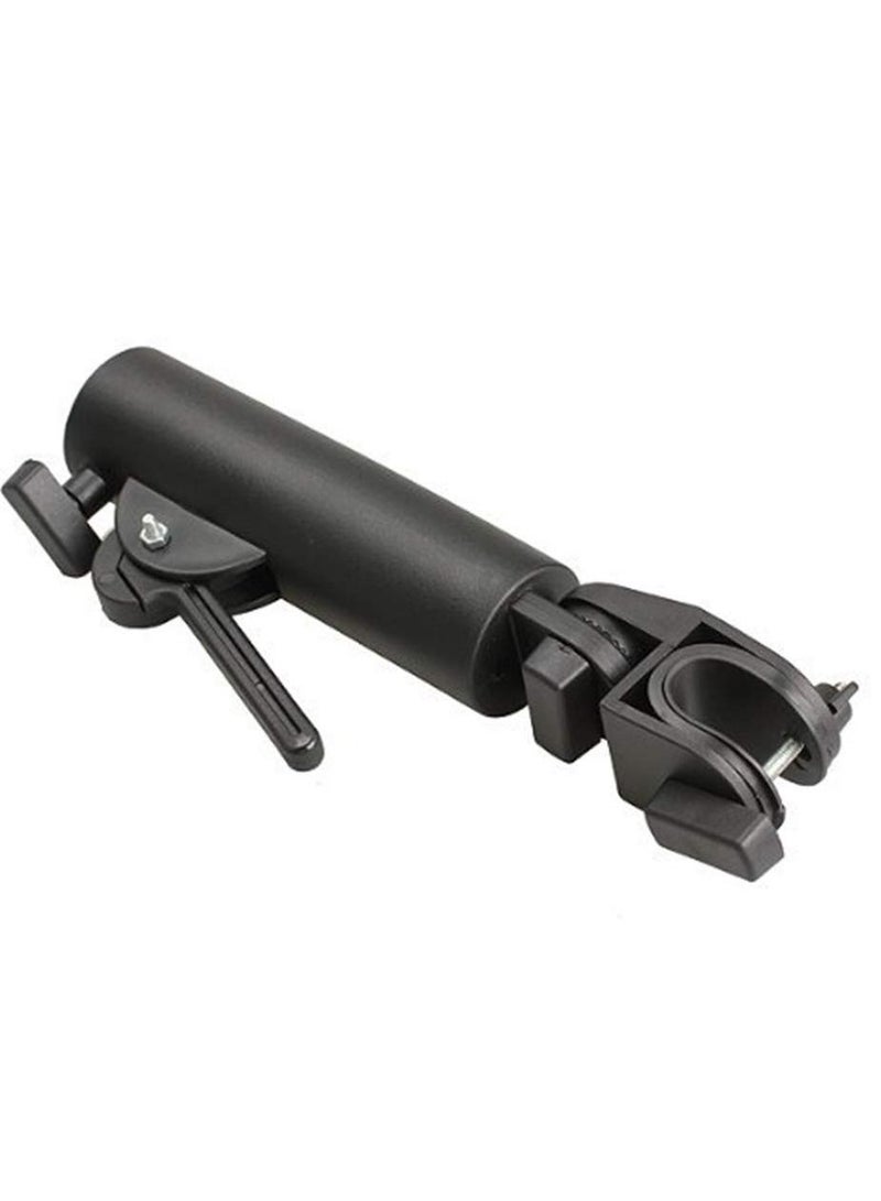 Golf Cart Umbrella Holder, Adjustable Angle, Double Lock Clip Mounting for Bike Fishing Beach Chair Wheelchair, Attachment Stroller Wheelchair (Black)