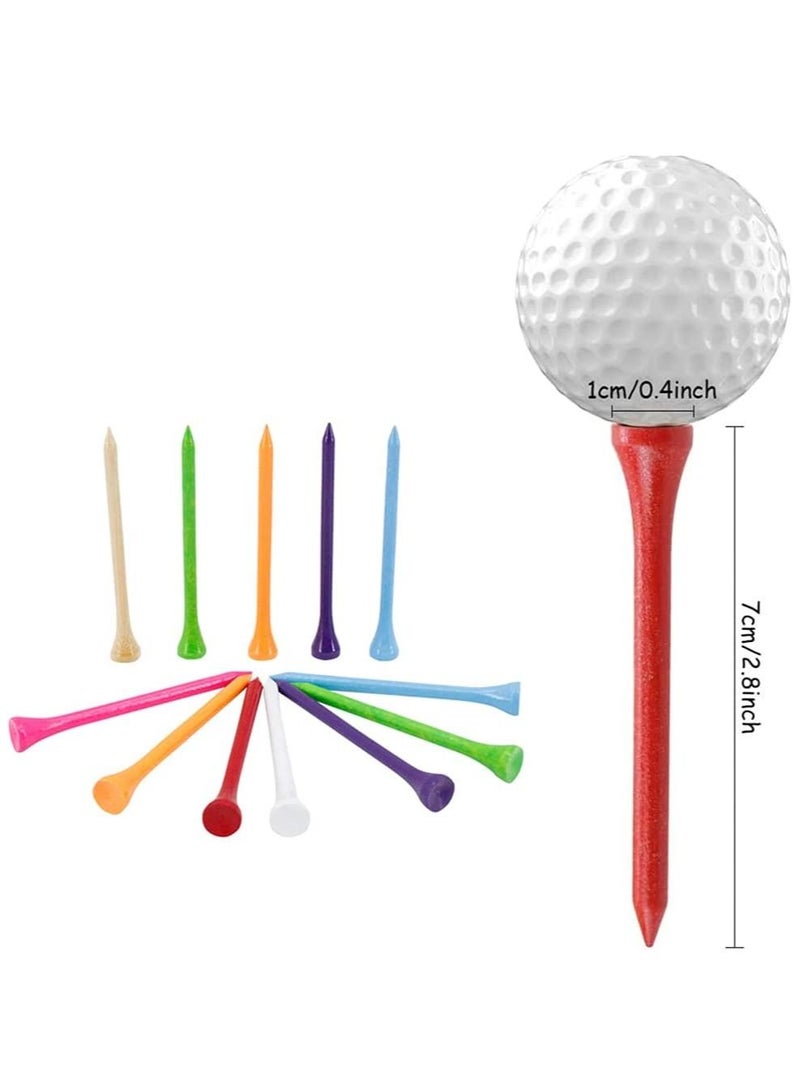 Golf Tees Professional Natural Wood Pack of 100, Tall Bulk Reduce Side Spin and Friction