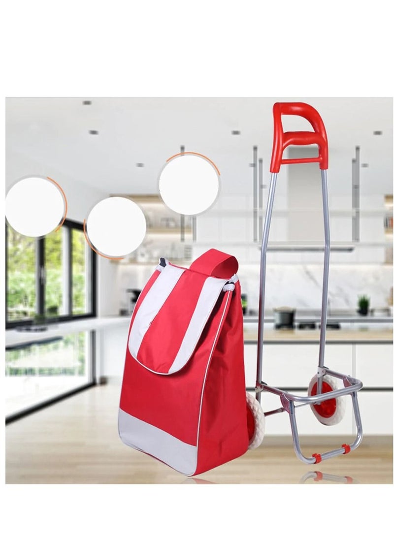 Eco-Friendly Shopping Cart Trolley Recycling Use Shipping Bag Portable Easy Folding Shopping Bag Red