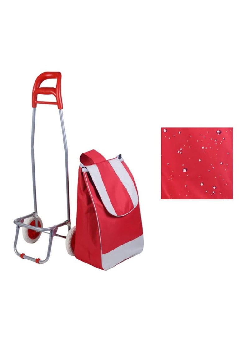 Eco-Friendly Shopping Cart Trolley Recycling Use Shipping Bag Portable Easy Folding Shopping Bag Red