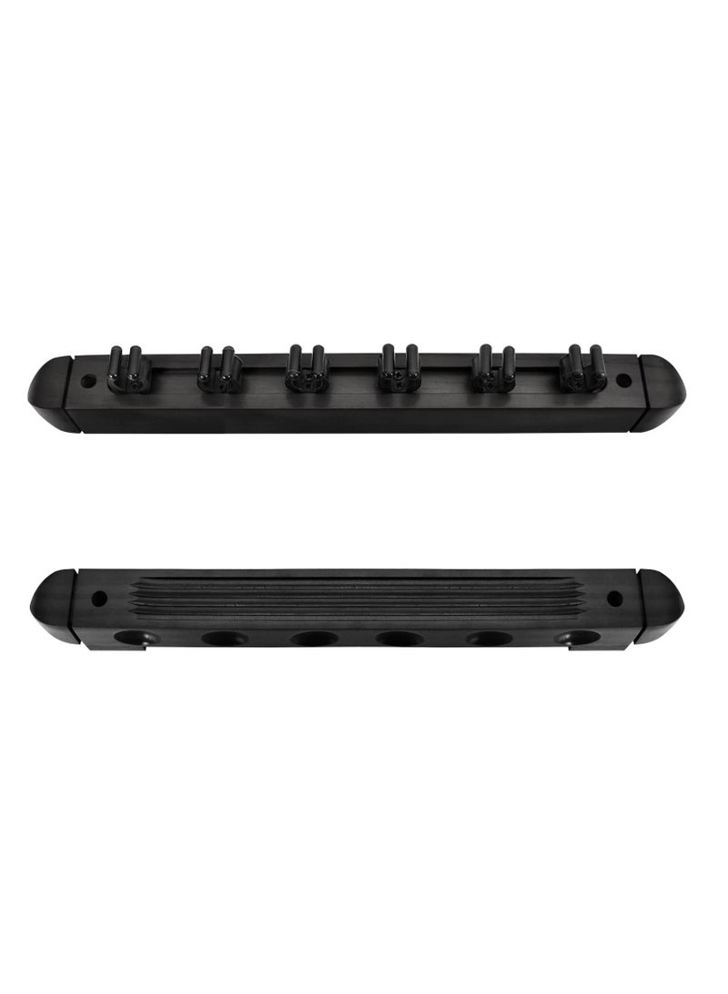 1 Pack Pool Stick Holders, Wall Mounted Billiard Holder, Wooden Pool Cue Holders with 6 Cues, Billiard Cue Racks Set (Black)