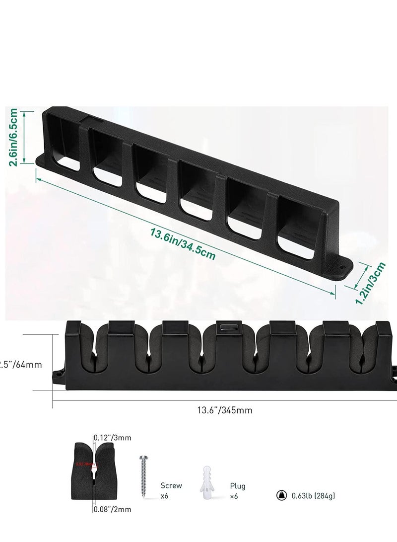 Pool Cue Rack, Wall Mounted Stick Holder with EVA Clip, Plastic Billiard Accessories for Game Room Clubs Players(Black / 6 Cues)