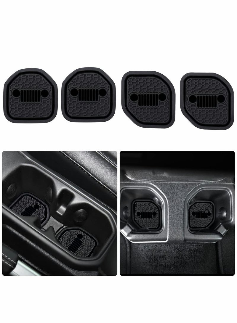 Auto Cup Holder Coaster Fit for Jeep Wrangler JL JLU 2018-2022, an Interior Accessory for Gladiator JT 2020-2022 Sport and Rubicon, Car Liner Mat Pad, 4PCS, Black