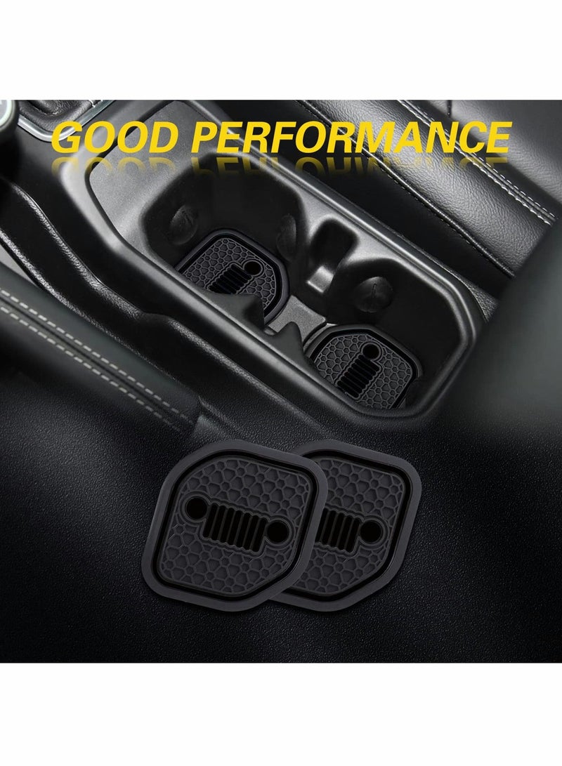 Auto Cup Holder Coaster Fit for Jeep Wrangler JL JLU 2018-2022, an Interior Accessory for Gladiator JT 2020-2022 Sport and Rubicon, Car Liner Mat Pad, 4PCS, Black