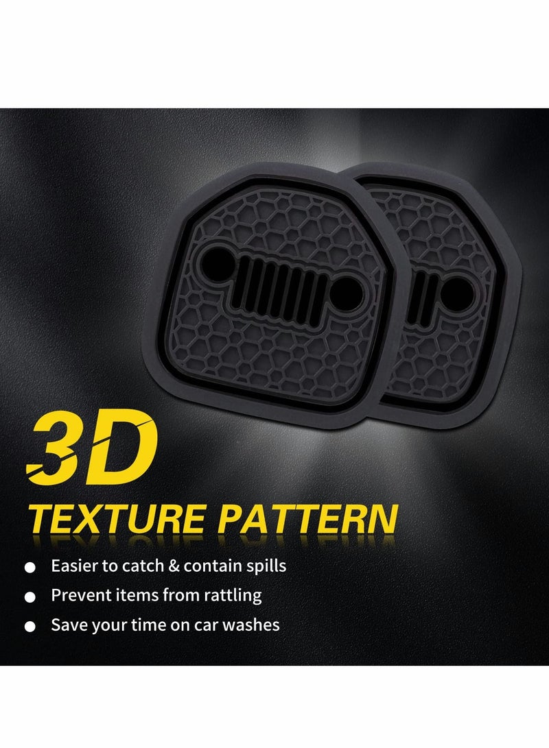 Auto Cup Holder Coaster Fit for Jeep Wrangler JL JLU 2018-2022, an Interior Accessory for Gladiator JT 2020-2022 Sport and Rubicon, Car Liner Mat Pad, 4PCS, Black