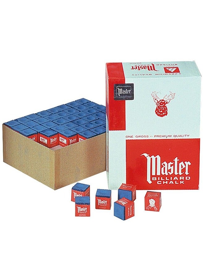 YALLA HomeGym Master Billiard Pool Cue Chalk BOX of 144 Pieces Blue Cubes Tournament Quality Snooker or Pool Cue Tips Chalks