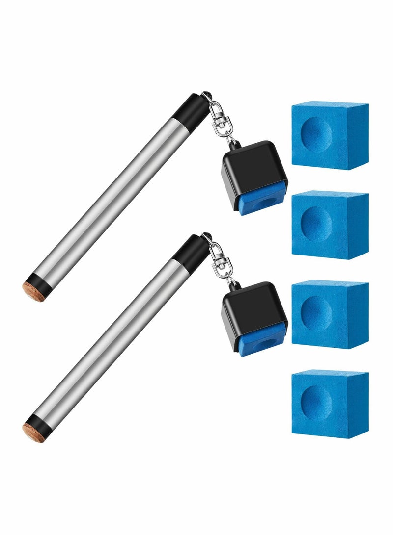 2 Pcs Pool Chalk Holder for Billiards in 1 Cue Portable Tip Billiard Tool with 4 Cubes Table Accessories Sport Game Tournament Home Hobby