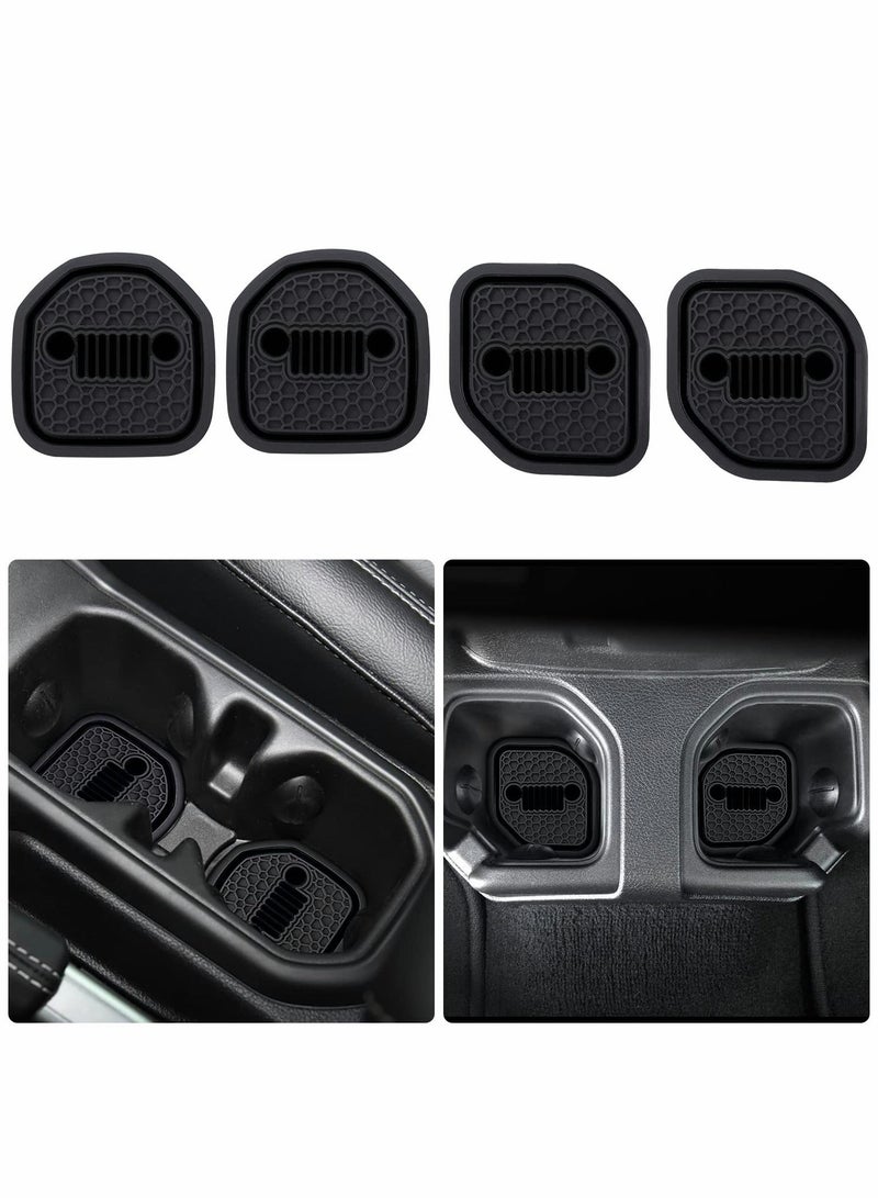 Auto Cup Holder Coaster Fit for Jeep Wrangler JL JLU 2018-2022, an Interior Accessory Gladiator JT 2020-2022 Sport and Rubicon, Car Liner Mat Pad, 4PCS, Black