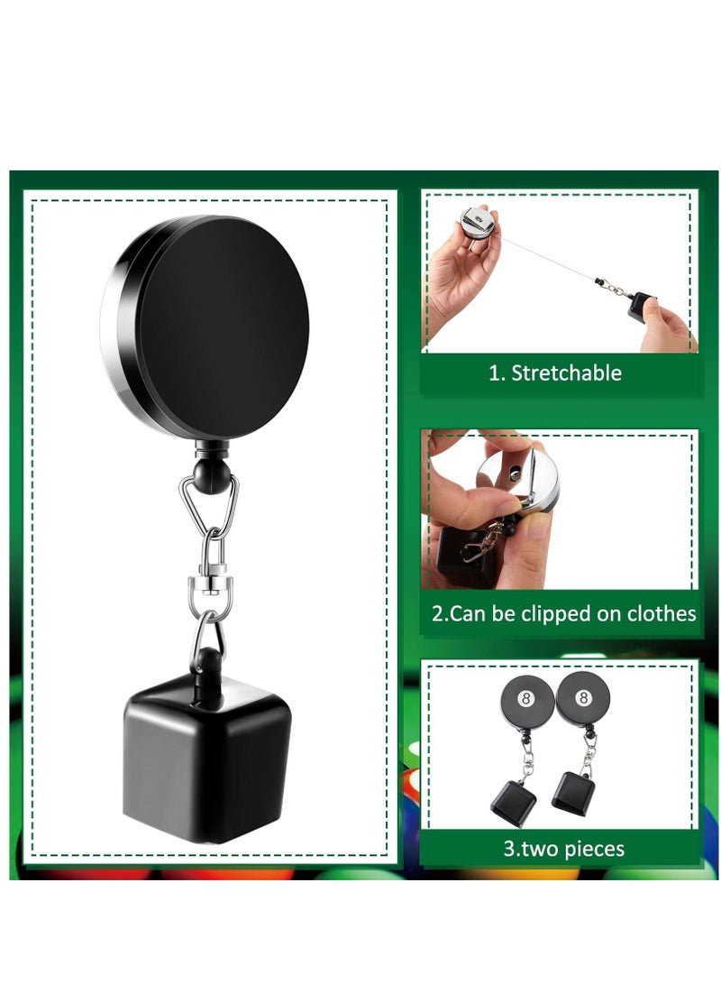 Billiards Snooker Pool Cue Chalk Holder 2 Pieces Retractable Snooker Practical Tool with Belt Clip for Billiards Chalk Tip Holder