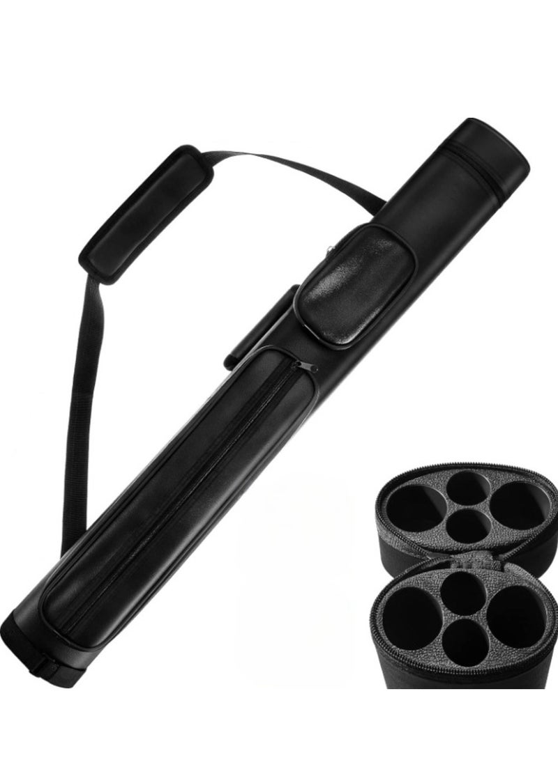 2 x 2 Hard Oval Pool Cue Billiard Stick Carrying Case Pool Table Accessories Pool Cue Case Pool Stick Case Billiard Cue Cases 4 Holes Pu Pool Cue Bags with 2 Pieces Pool Chalk Cubes