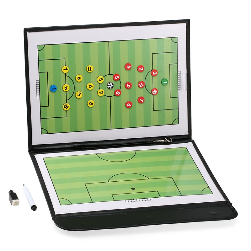 Foldable Football Soccer Magnetic Tactic Board With Marker Pieces and 2-in-1 Pen 32cm