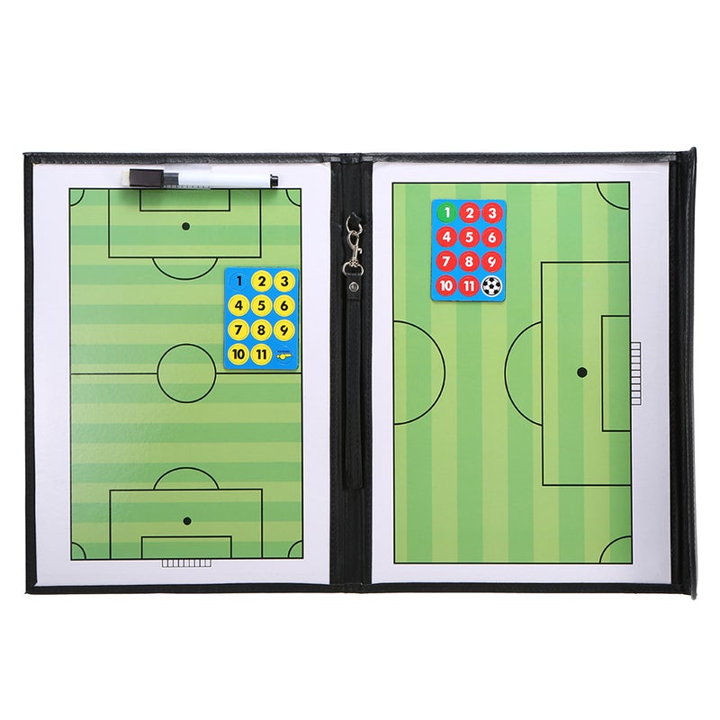 Foldable Football Soccer Magnetic Tactic Board With Marker Pieces and 2-in-1 Pen 32cm