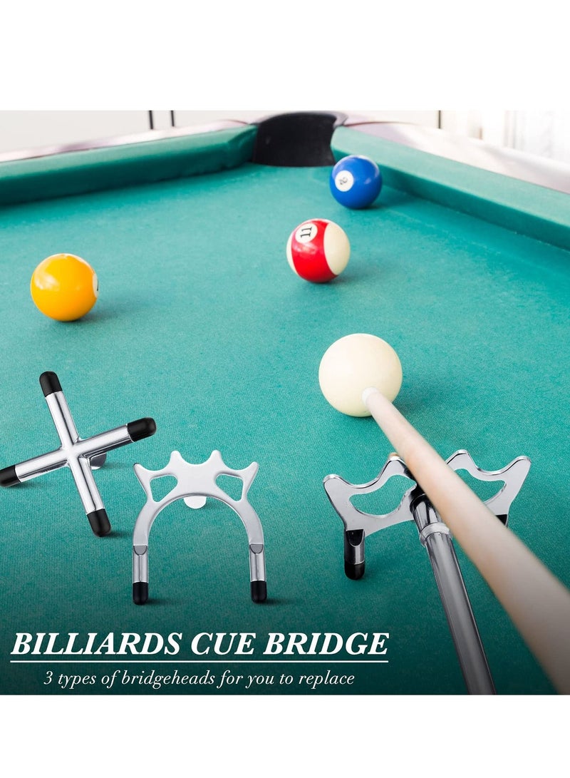 Retractable Billiard Bridge Stand with 3 Pieces of Detachable Bridge Heads Easy Storage Light Weight Suitable for Pool Table  Snooker (Silver  Set of 4)