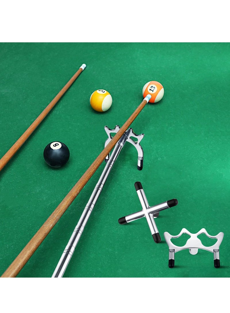 Retractable Billiard Bridge Stand with 3 Pieces of Detachable Heads Easy Storage Light Weight Suitable for Pool Table Snooker (Silver Set 4)