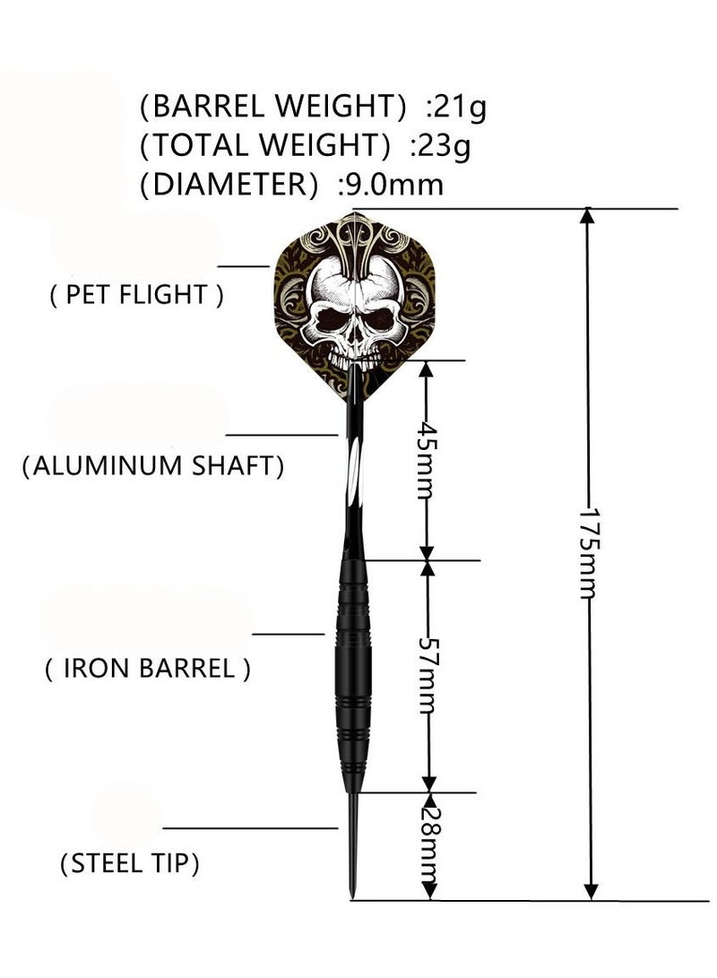3Pcs/Set Professional Aluminium Alloy Plastic Darts Shaft Tip Flights 23g with Box 14.5*4.8*2cm