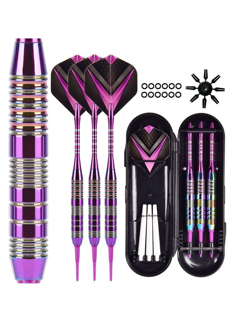 Tip Darts Set - Professional Soft Dart Set Colorful Tip for Dartboard with Iron Barrels and Extra Aluminum Shafts, Flights + Dart Tool + Gift Case