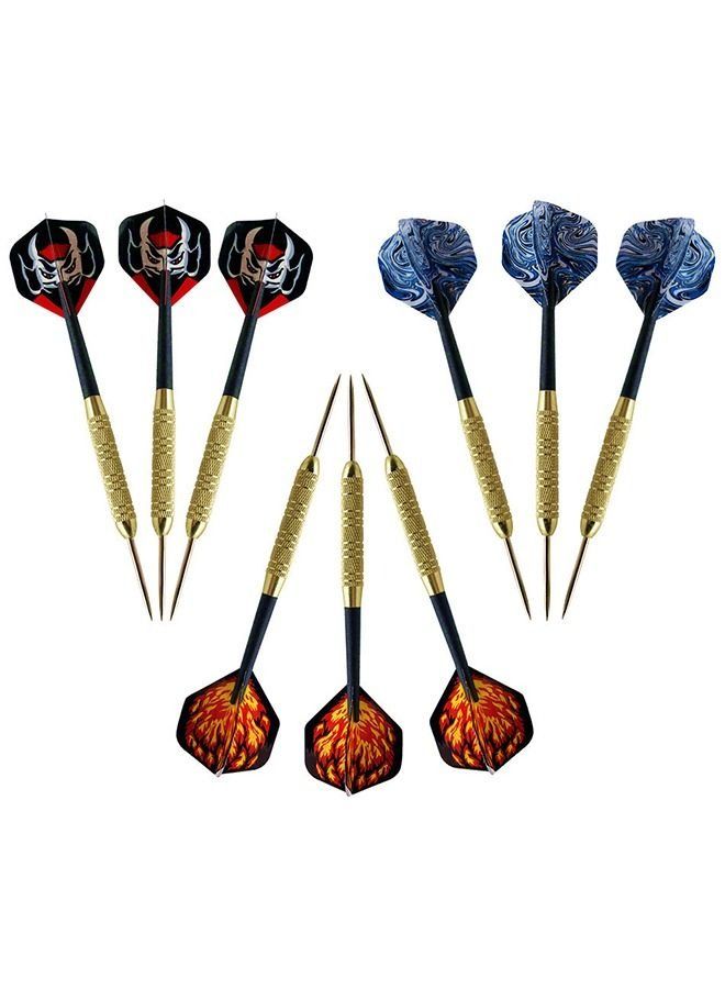 12PCS Steel Tip Darts Set - Professional Darts Steel Tip for Dartboard with Brass Barrels, Flights + Dart Tool  + Gift Case - Darts Metal Tip