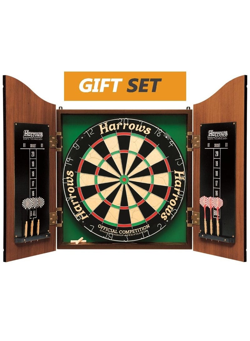 Wood Dartboard Cabinet Full Set