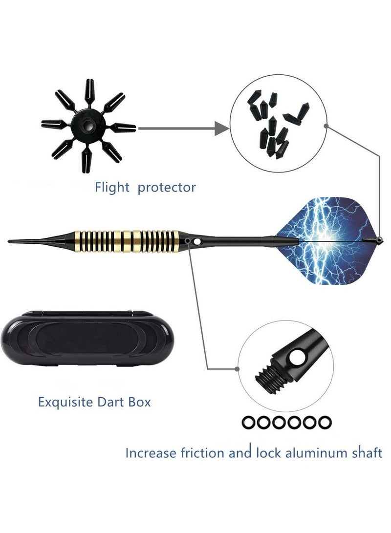 3Pcs/Set Professional Aluminium Alloy Plastic Darts Shaft Tip Flights 20g with Box 14.5*4.8*2cm