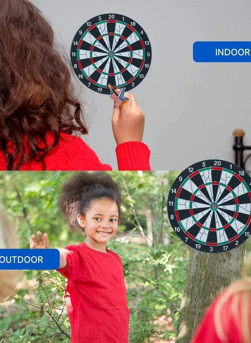Double Sided Dartboard Game Set For Family, Friends, Couples, Colleagues And Tournaments, High Quality 15 Inch Dart Board With 6 High Quality Darts In 2 Design, Double Sided Game For More Fun