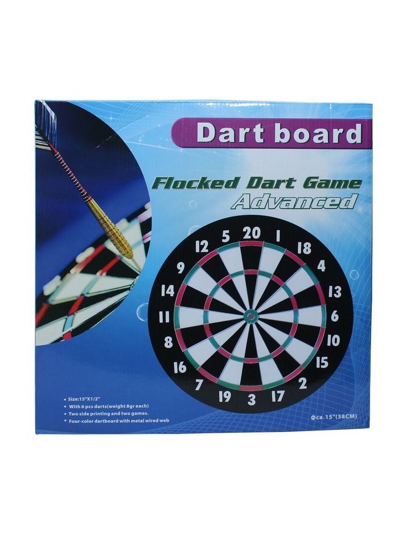 Double Sided Dartboard Game Set For Family, Friends, Couples, Colleagues And Tournaments, High Quality 15 Inch Dart Board With 6 High Quality Darts In 2 Design, Double Sided Game For More Fun