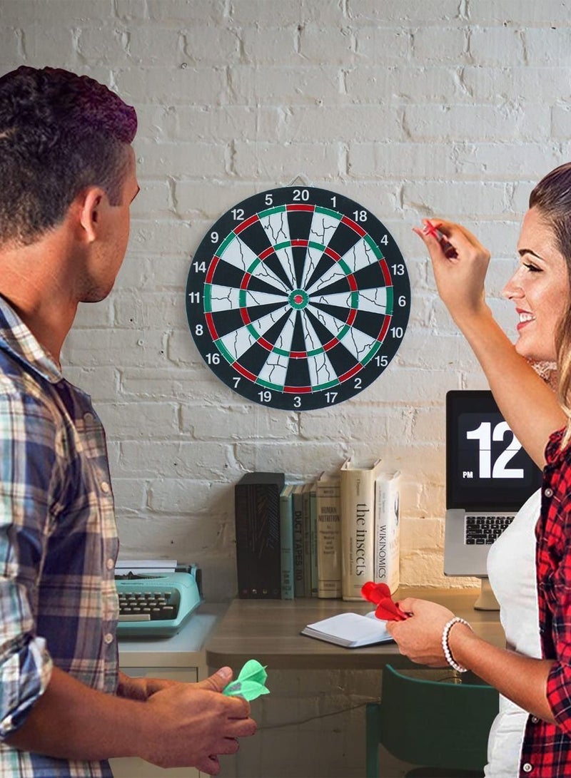 Double Sided Dartboard Game Set For Family, Friends, Couples, Colleagues And Tournaments, High Quality 15 Inch Dart Board With 6 High Quality Darts In 2 Design, Double Sided Game For More Fun