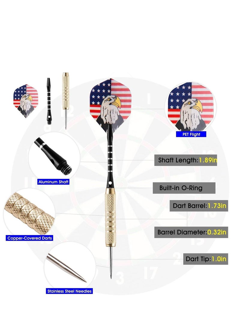 UZOPI 15 Packs Steel Tip Darts 18 Grams with Dart Sharpener and 3 Extra Flights Aluminum Shafts & Brass Barrels Levels in Every Rec Room Man Cave and Game Room