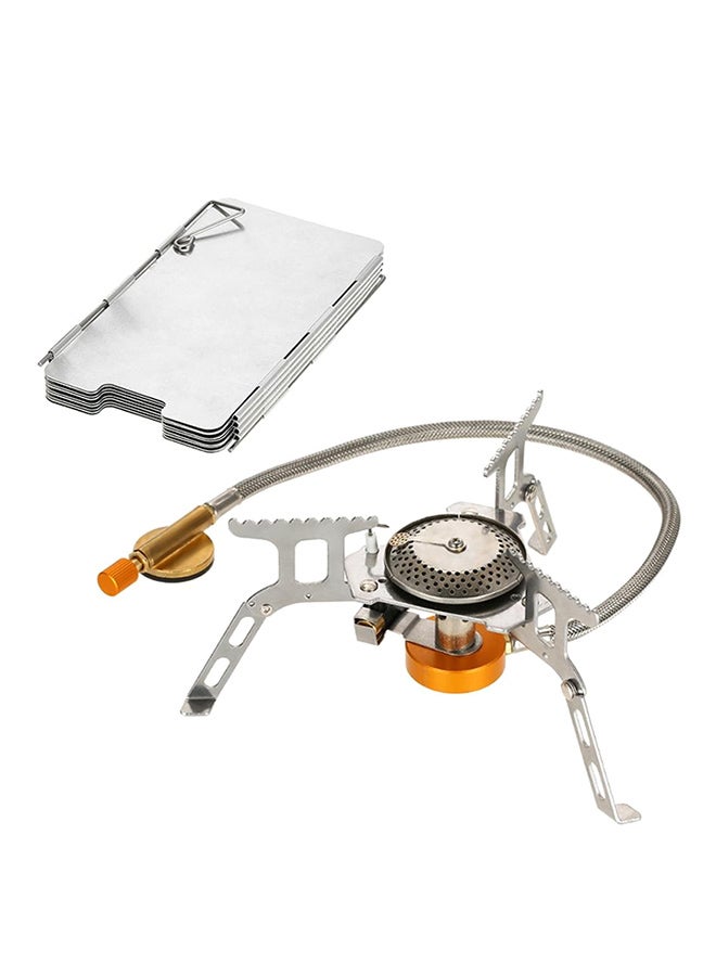 Portable Folding Camping Stainless Steel Hiking Picnic Cooking Stove with 9-Plate Windscreen