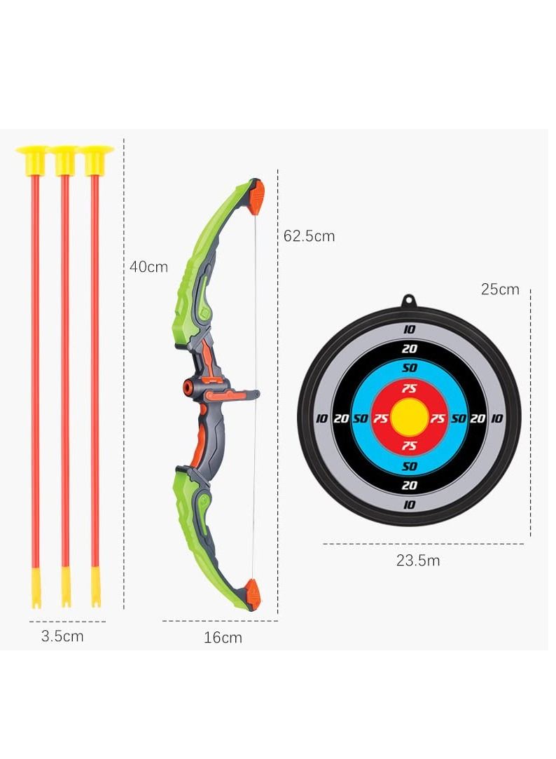 Kids Archery Bow Arrow Toy Set with Targets Suction Cup Arrows and Quiver LED Light Up Function Toy