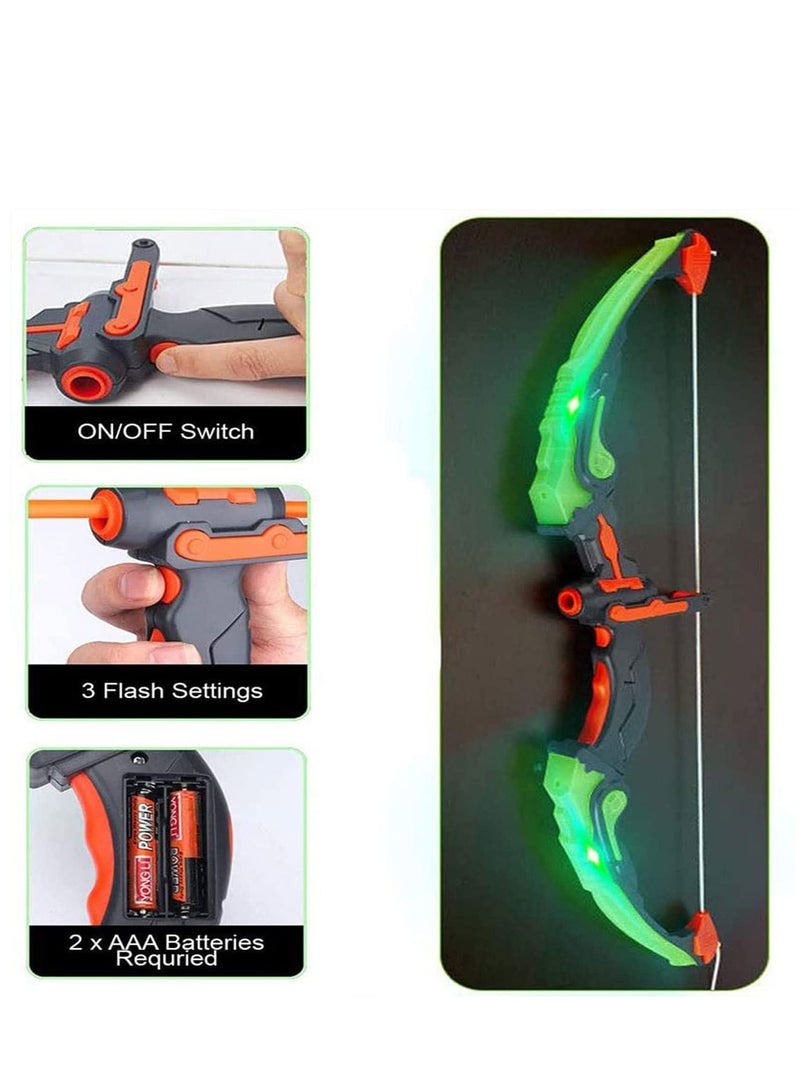 Kids Archery Bow Arrow Toy Set with Targets Suction Cup Arrows and Quiver LED Light Up Function Toy