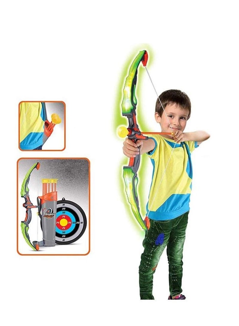 Kids Archery Bow Arrow Toy Set with Targets Suction Cup Arrows and Quiver LED Light Up Function Toy