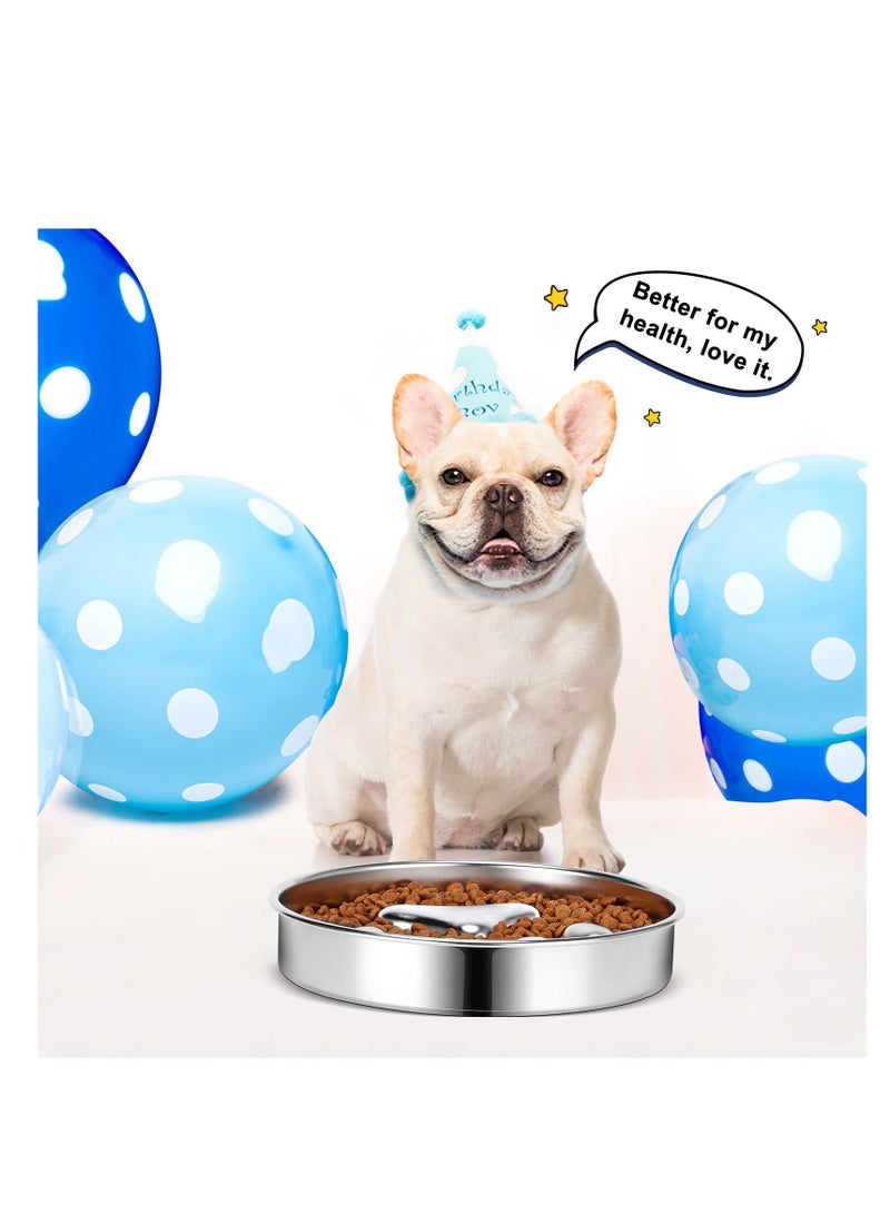 Slow Feeder Dog Bowls 304 Stainless Steel, Metal Food Bowls, Water Bowl for Small & Medium Sized Dogs, Fun Bloat Stop Pet Fast Eaters, Slows Down Pets Eating