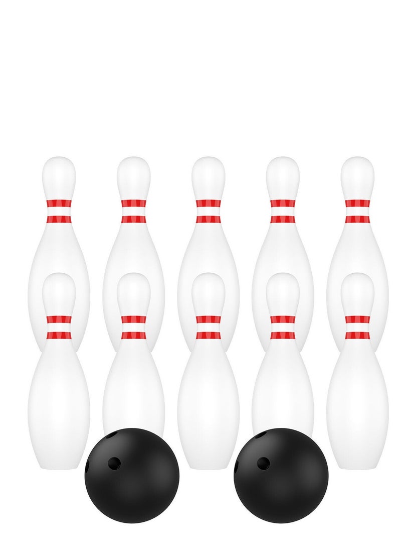 12 Pcs Kids Bowling Set Includes 10 Classical White Pins and 2 Balls Early faIbU