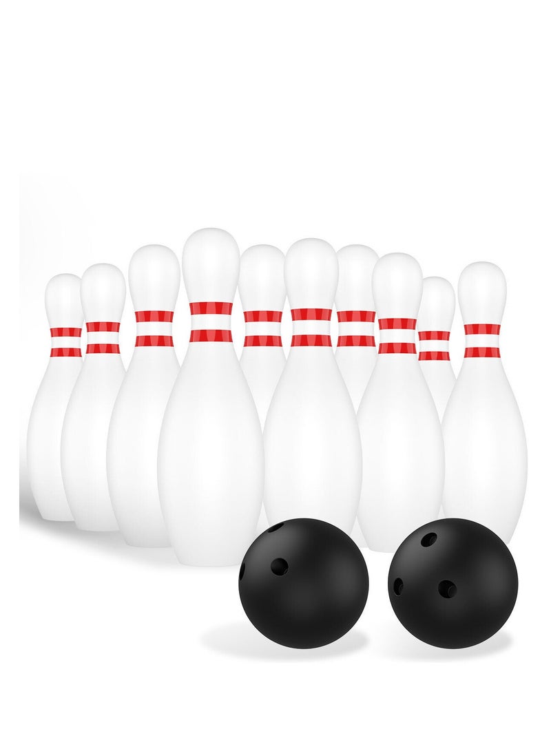 12 Pcs Kids Bowling Set Includes 10 Classical White Pins and 2 Balls Early faIbU
