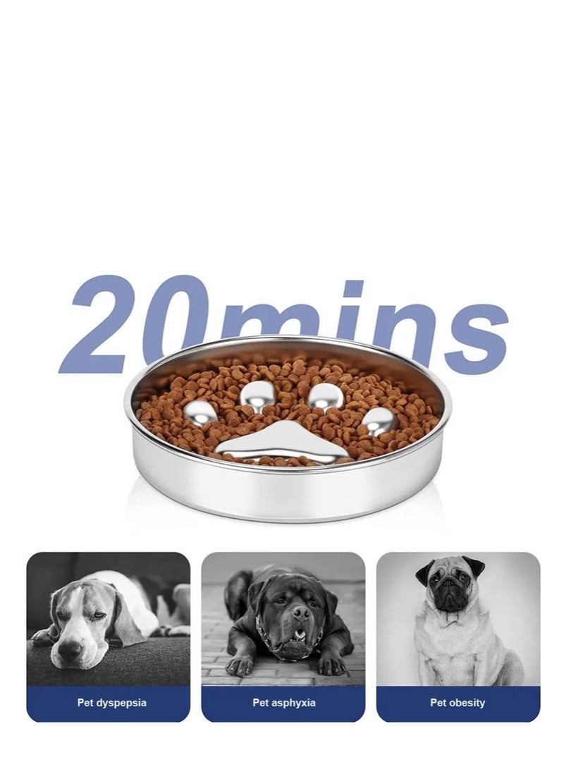 Slow Feeder Dog Bowls 304 Stainless Steel, Metal Food Bowls, Water Bowl for Small & Medium Sized Dogs, Fun Bloat Stop Pet Fast Eaters, Slows Down Pets Eating