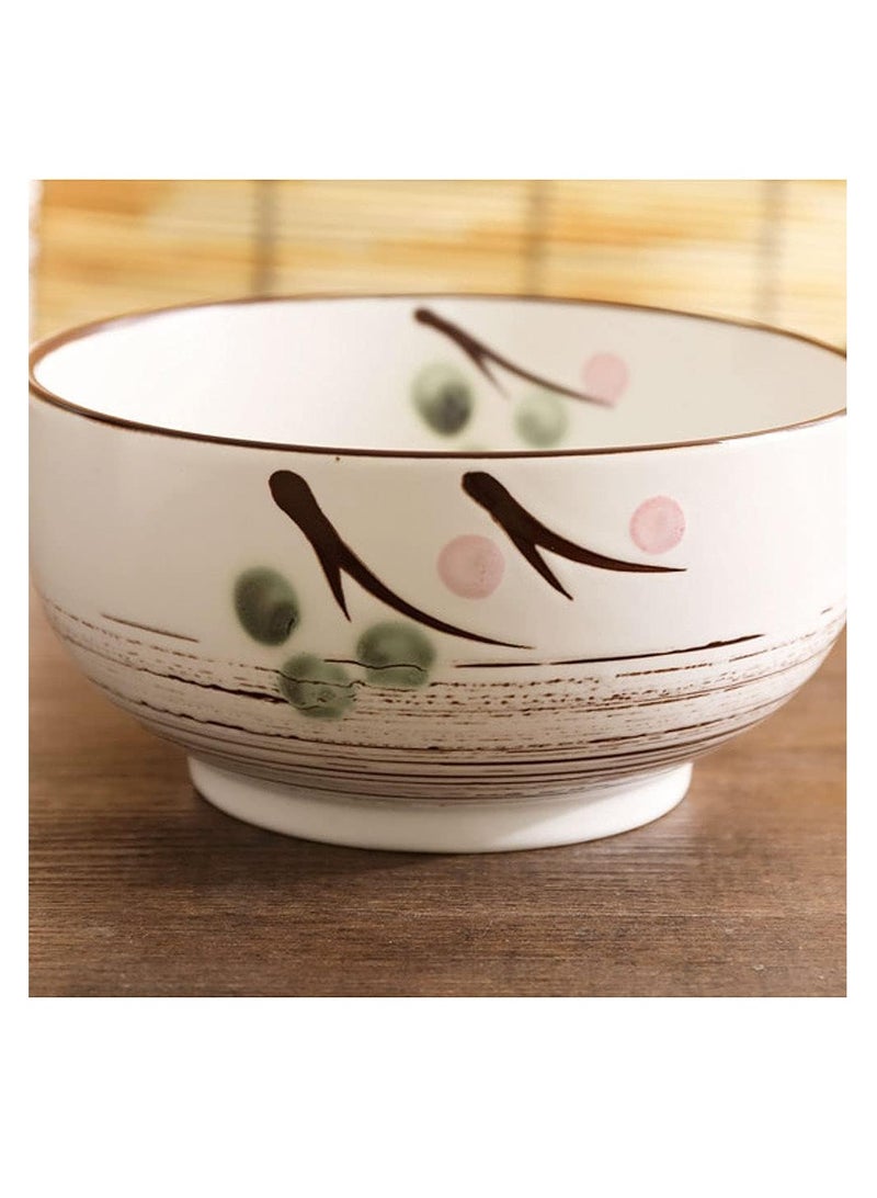 White Ceramic Bowl with Lid, Spoon, Chopsticks - Japanese Traditional Style Tableware