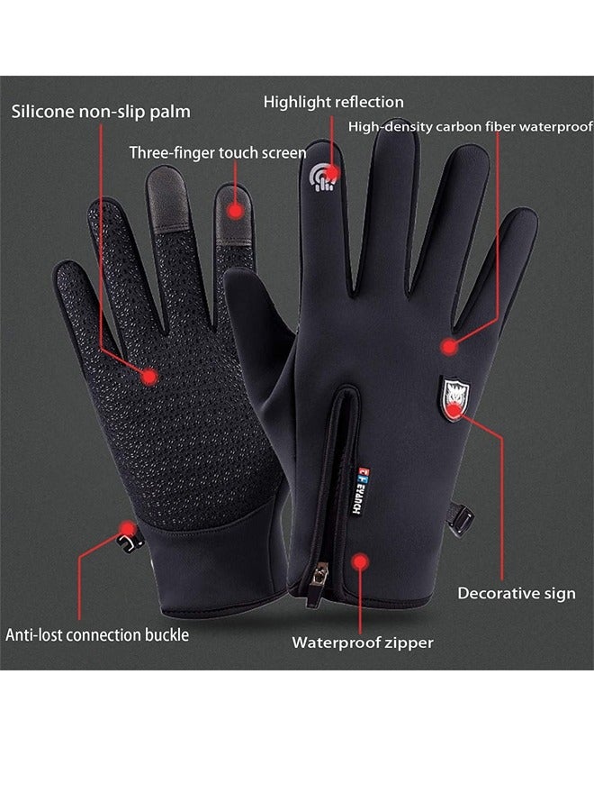 Winter Warm Gloves Men Women Cycling Wkiing Windproof and Waterproof Pu Leather Touchscreen Cold Weather Driving Gloves